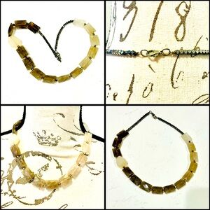 Vintage Smoky Quartz & Milky Quartz Necklace w/ Hematite Beads